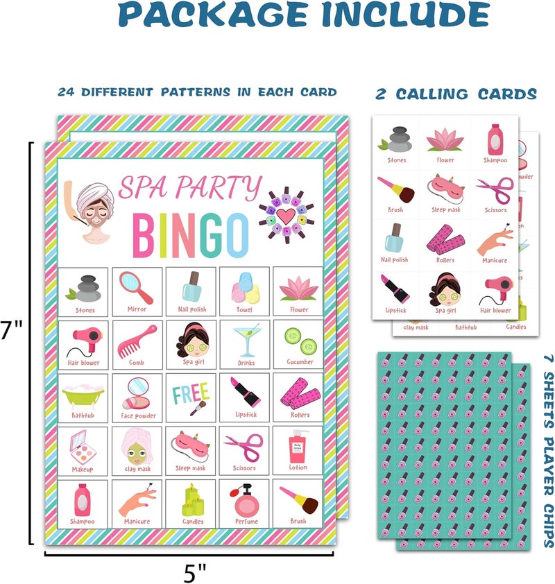 OZTEMETY Spa Bingo Card Game for Adults - 24 Players Sleepover Party Supplies, Favors & Decorations - Image 2